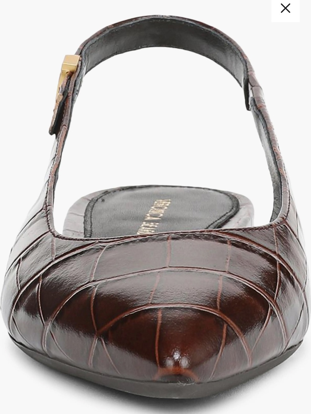 Veronica Beard Chocolate Croc-Embossed Pointed Slingback Flats 8 New $375 - Picture 4 of 12